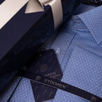 Slimfit Standard Collar Pattern Shirt // Blue (M)