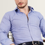 Slimfit Standard Collar Pattern Shirt // Blue (M)