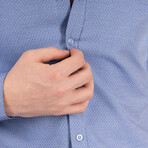 Slimfit Standard Collar Pattern Shirt // Blue (M)