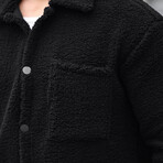 Single Pocket Plush Jacket with Snap Fasteners // Black (XS)