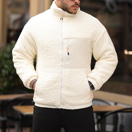 Quilted Plush Jacket with Pocket Detail // Beige (XS)