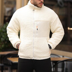 Quilted Plush Jacket with Pocket Detail // Beige (S)