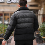 Plush Detailed Puffer Jacket // Black (XS)