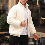 Quilted Plush Jacket with Pocket Detail // Beige (S)