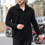 Single Pocket Plush Jacket with Snap Fasteners // Black (XS)