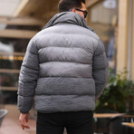 Plush Detailed Puffer Jacket // Gray (M)