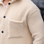 Single Pocket Plush Jacket with Snap Fasteners // Ecru (XL)