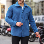 Single Pocket Plush Jacket with Snap Fasteners // Indigo (S)