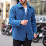 Single Pocket Plush Jacket with Snap Fasteners // Indigo (S)