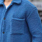 Single Pocket Plush Jacket with Snap Fasteners // Indigo (S)