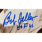 Bob Feller Signed Indians 16x20 Photo Inscribed "HOF '62" (Beckett) and Ty Cobb 16x20 Custom Matted Photo Display with (1) Hand-Written Word From Letter (PSA LOA)