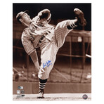 Bob Feller Signed Indians 16x20 Photo Inscribed "HOF '62" (Beckett) and Ty Cobb 16x20 Custom Matted Photo Display with (1) Hand-Written Word From Letter (PSA LOA)