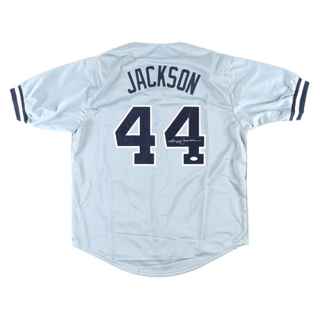 Reggie Jackson Signed Jersey (JSA), Reggie Jackson Signed New York Yankees Full-Size Batting Helmet Inscribed "563 HR" (JSA COA) and Reggie Jackson Signed Yankees 8x10 Photo (Beckett)