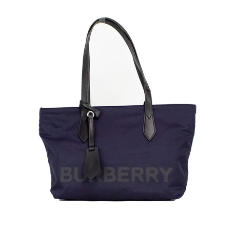 Burberry Small Logo Branded Nylon Tote Shoulder Handbag // Navy Blue