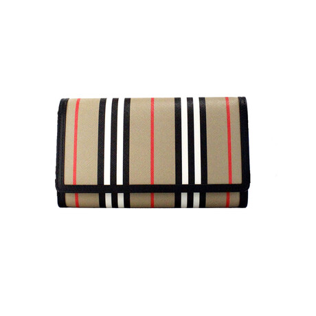Burberry Hannah Icon Stripe E-Canvas Leather Wallet Crossbody Handbag // Black