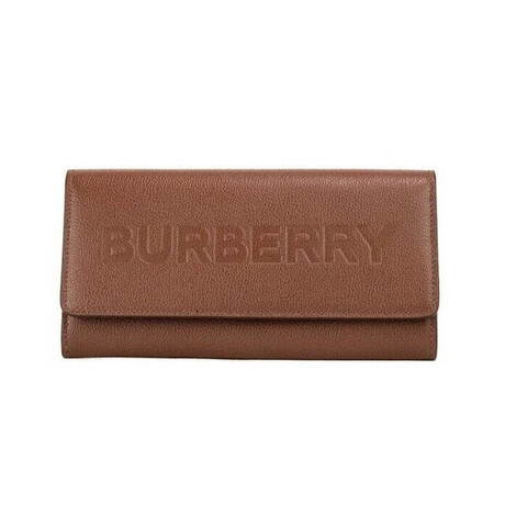 Burberry Porter Grain Leather Logo Embossed Clutch Wallet // Tan