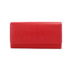 Porter Red Grained Leather Embossed Continental Clutch Wallet