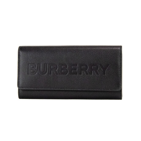 Burberry Porter Grain Leather Logo Embossed Clutch Wallet // Black