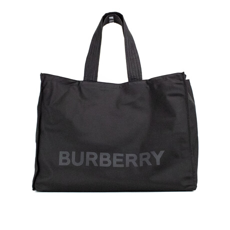 Trench Black Extra Large Nylon Econyl Branded Tote 