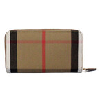 Elmore Tan Grainy Leather House Check Canvas Continental Clutch Wallet