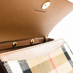 Burberry Henley Coca House Check Derby Leather Convertible Wallet Crossbody Handbag // Tan