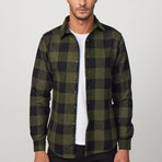 Checkered Flannel Shirt // Black + Green (S)