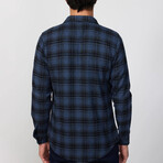 Small Plaid Flannel Shirt // Blue + Black (M)