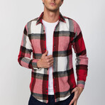 Big Windowpane Plaid Flannel Shirt // White + Black + Brown + Red (XS)