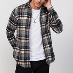 Plaid Flannel Shirt // Black + White + Yellow (XS)