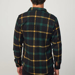 Big Plaid Flannel Shirt // Navy Blue + Green + Yellow (XS)
