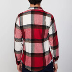 Big Windowpane Plaid Flannel Shirt // White + Black + Brown + Red (XS)