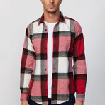 Big Windowpane Plaid Flannel Shirt // White + Black + Brown + Red (XS)
