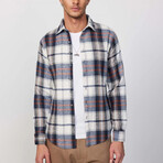 Big Plaid Flannel Shirt // Navy Blue + White + Orange (2XL)