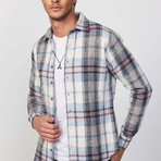 Plaid Flannel Shirt // White + Blue + Burgundy (2XL)