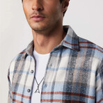 Plaid Flannel Shirt // White + Blue + Burgundy (2XL)