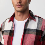 Big Windowpane Plaid Flannel Shirt // White + Black + Brown + Red (XS)