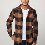 Big Checkered Flannel Shirt // Black + Orange (M)