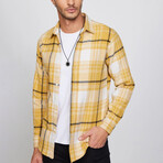 Plaid Flannel Shirt // Yellow + White + Black (L)