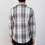 Plaid Flannel Shirt // White + Blue + Burgundy (2XL)