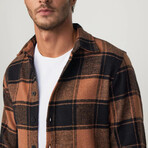 Big Checkered Flannel Shirt // Black + Orange (M)
