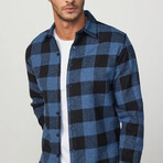 Checkered Flannel Shirt // Black + Blue (M)