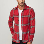 Big Windowpane Plaid Flannel Shirt // Red + White + Black (M)