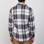Big Plaid Flannel Shirt // Navy Blue + White + Orange (2XL)