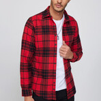 Big Plaid Flannel Shirt // Red + Black (L)