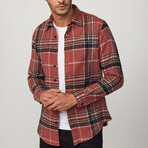 Big Plaid Flannel Shirt // Light Brown + Black + White (XS)