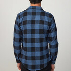 Checkered Flannel Shirt // Black + Blue (M)