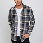 Big Plaid Flannel Shirt // White + Black + Yellow (M)