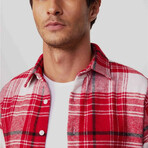 Big Plaid Flannel Shirt // Red + White + Black (XL)