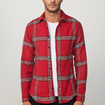 Big Windowpane Plaid Flannel Shirt // Red + White + Black (M)