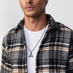 Plaid Flannel Shirt // Black + White + Yellow (XS)